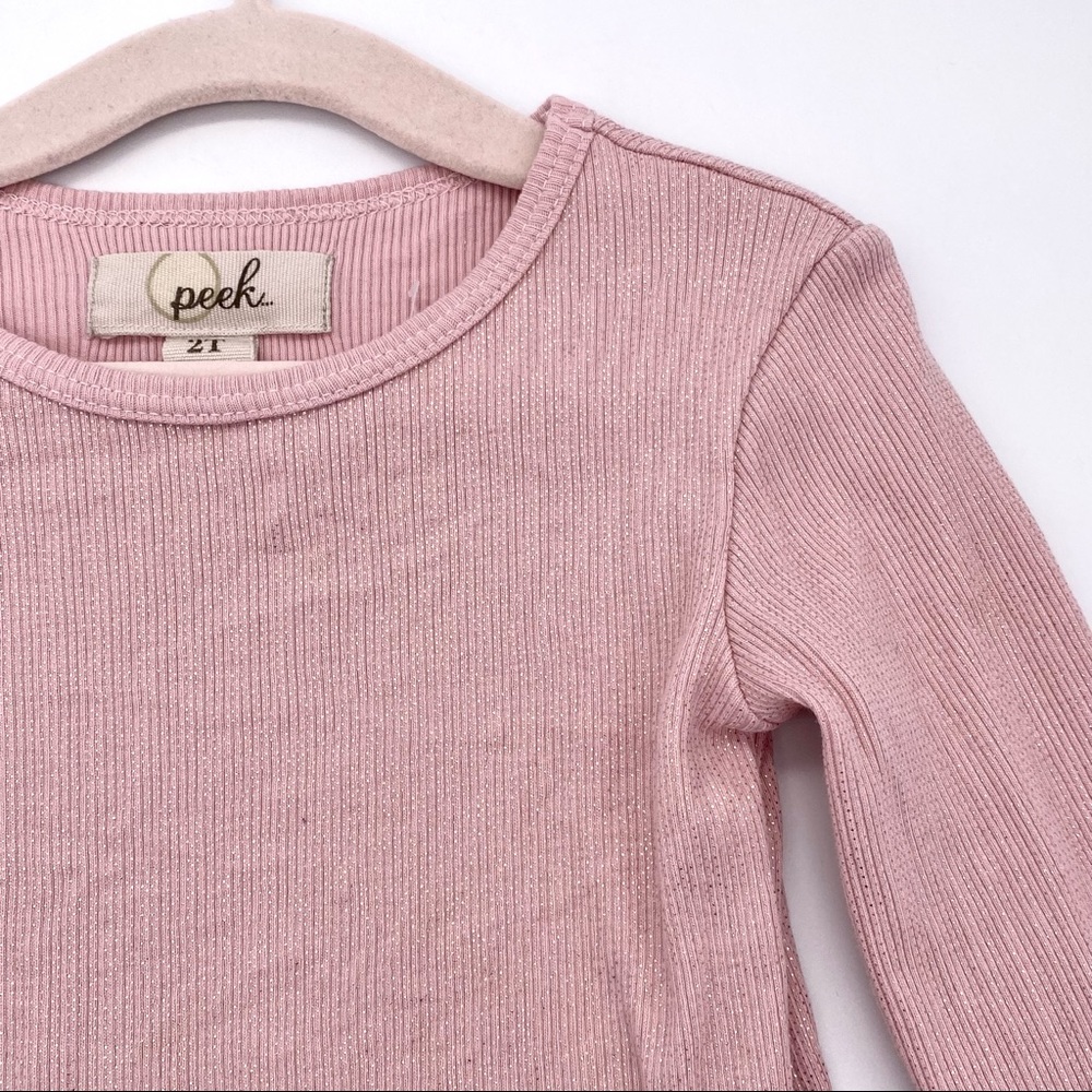 Like New PEEK Lettuce Hem Long Sleeve Crewneck Shirt, 2T - Picture 3 of 8